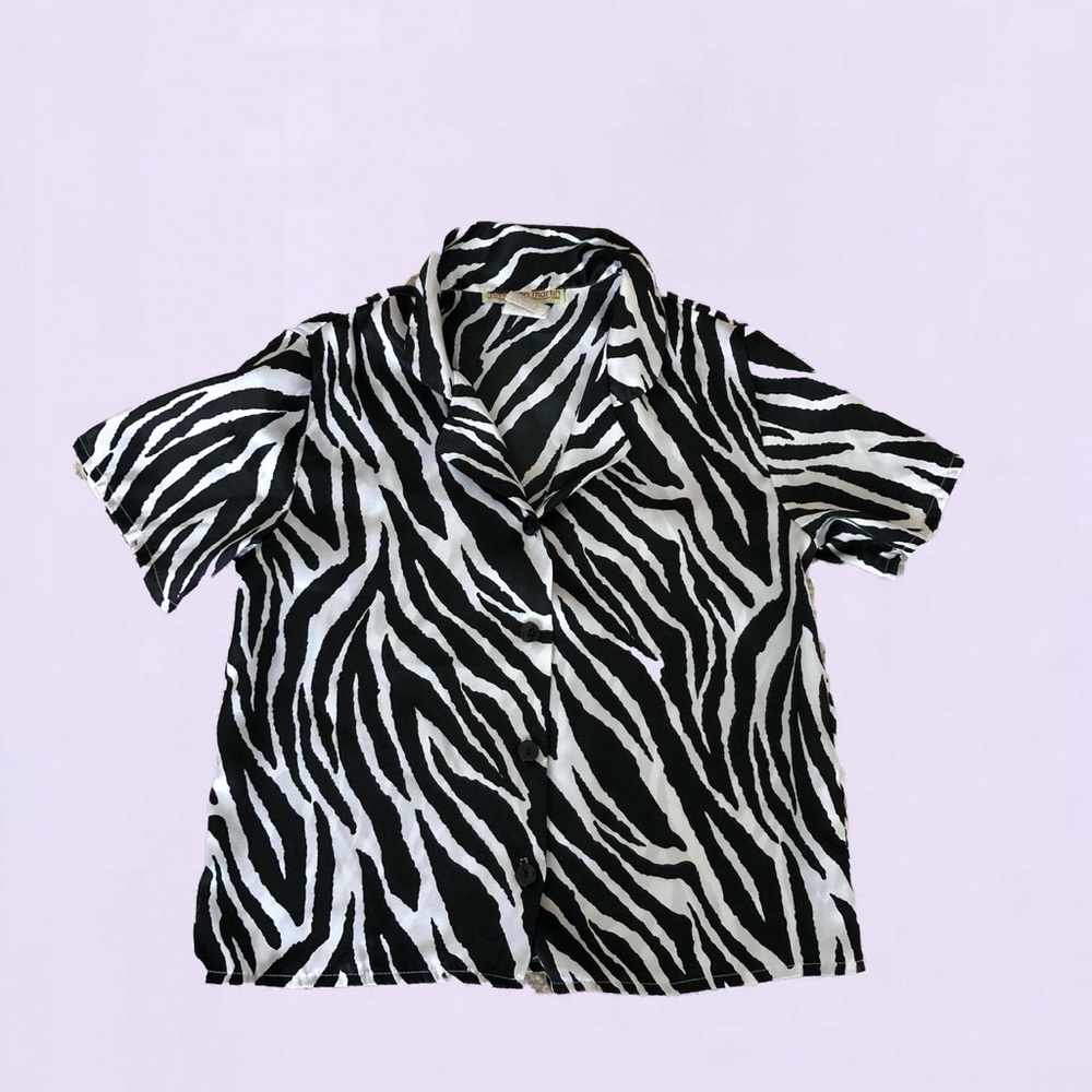 Vintage Jonathan Martin Zebra Print Button Down Top